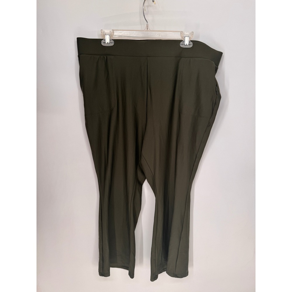 Torrid Leggings Womens 3 Olive Green EUC Active Cropped Flare Pocket Leggings